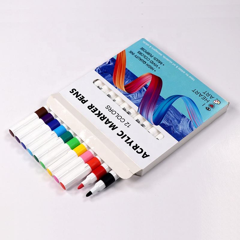 12 Xim Dej Raws Li Acrylic Paint Markers