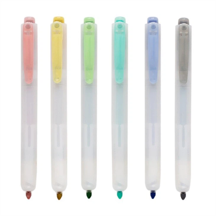 6pcs Mild Colors Retractable Highlighter