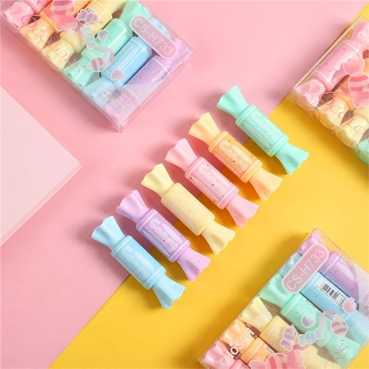 6pcs Mini Candy Shape Highlighter Marker Pen
